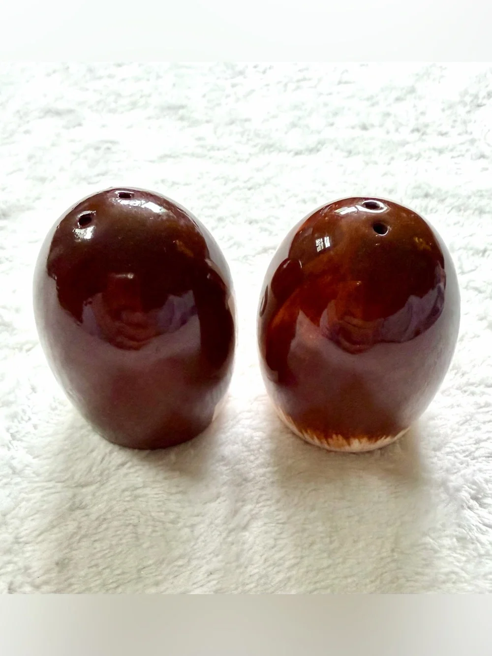 Vintage Napco Salt Pepper Shakers Egg Faces Man Woman Small Ceramic 2.25”